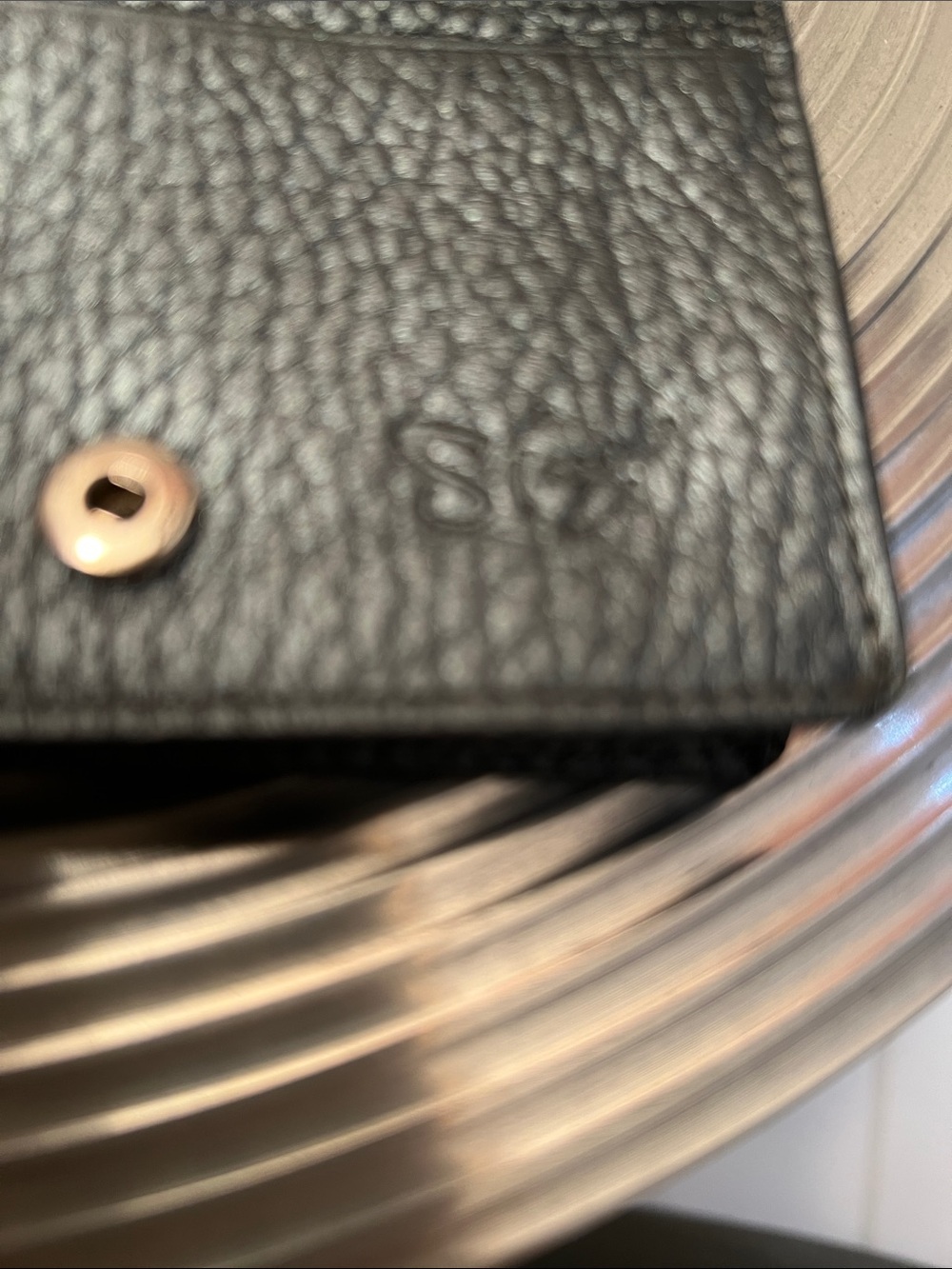 SHARIF 100% Black Leather Wristlet Card Holder with Embellished Logo Patch - Picture 6 of 9